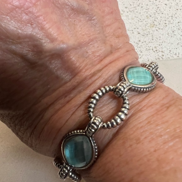 LAGOS Venus Sterling Silver Genuine Turquoise Doublets Link Bracelet - Picture 2 of 6